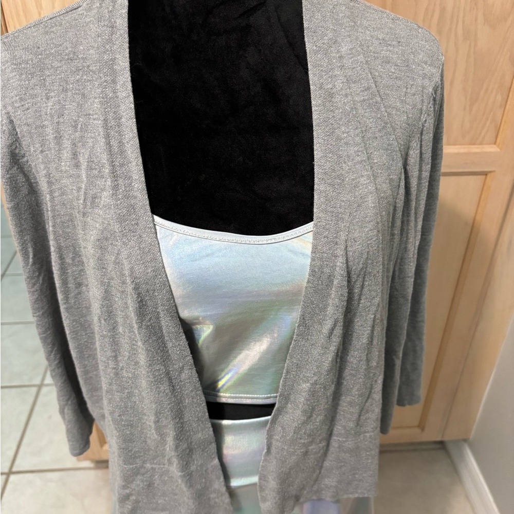 Lane Bryant cropped short sleeve Gray Cardigan